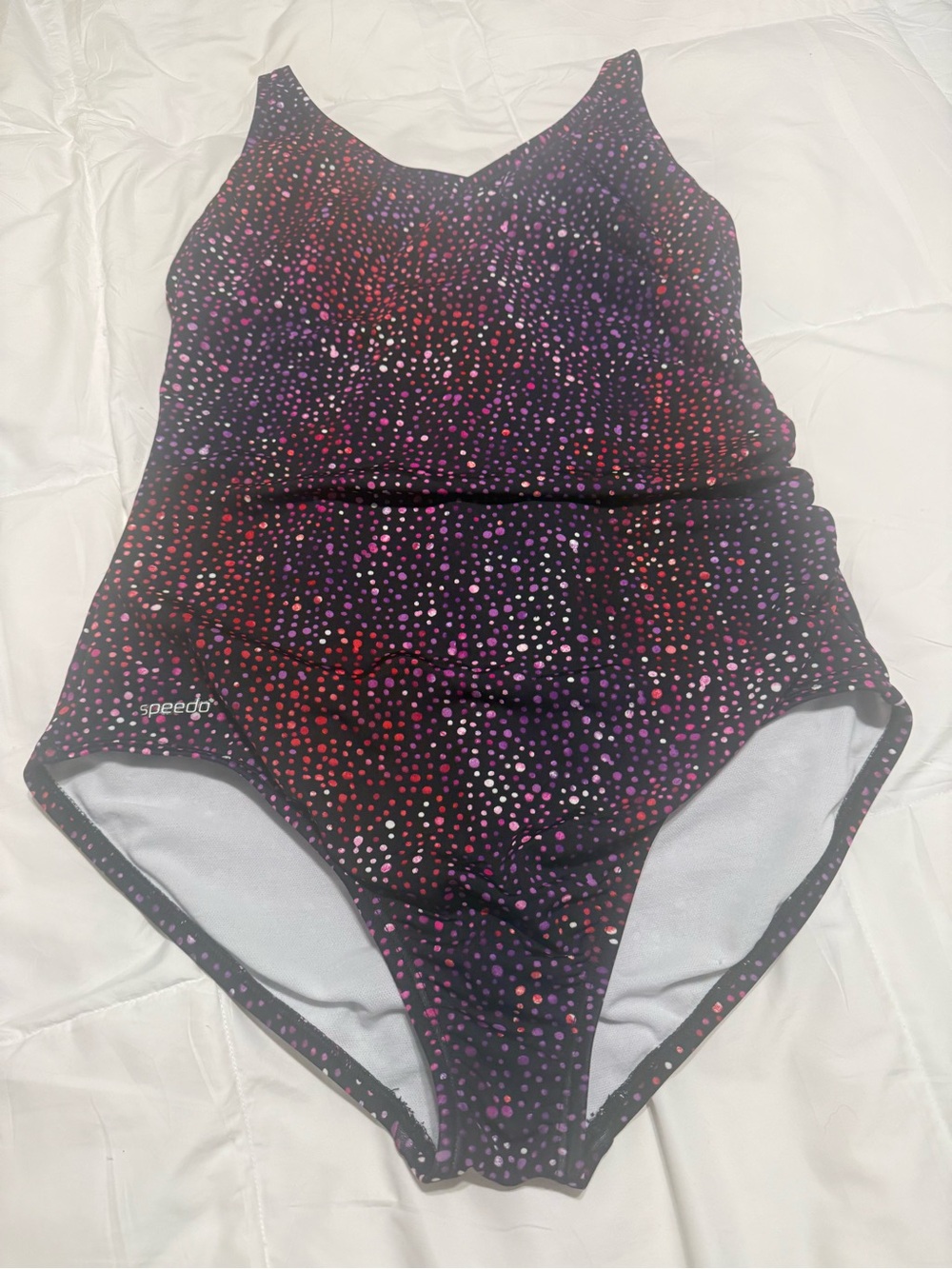 Speedo Girls' Black Multi Dot One-Piece Swimsuit